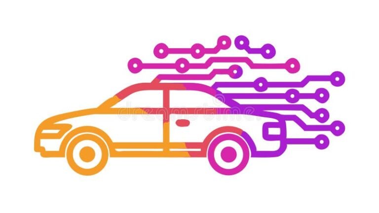 auto tecnologica con icone di mobilita digitale