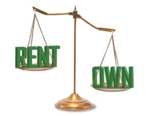 bilancia con casa in affitto e acquisto