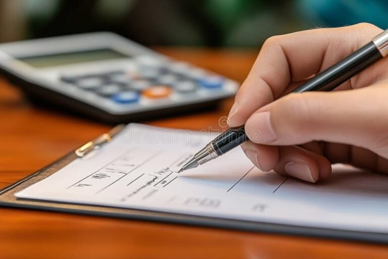 calcolatrice documenti finanziari e mano che scrive