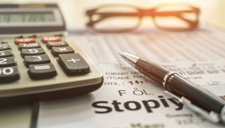 calcolatrice e documenti finanziari accanto a occhiali