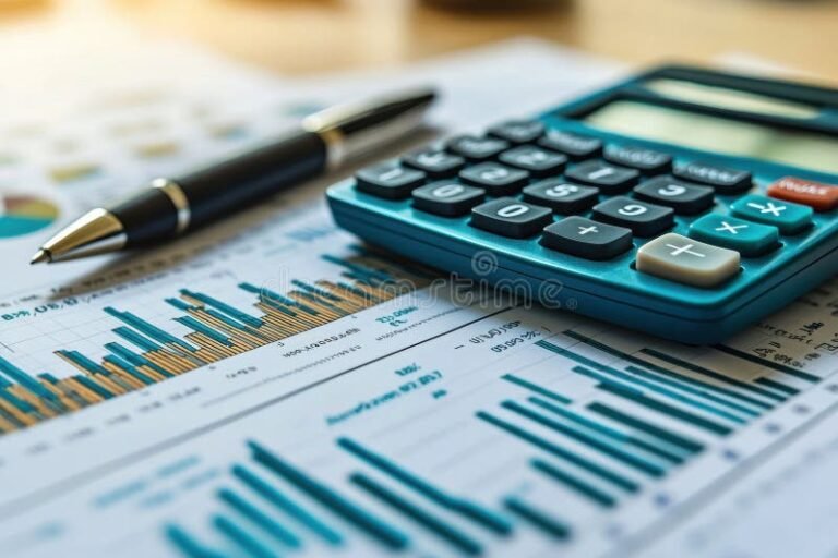 calcolatrice grafici finanziari documenti e penna