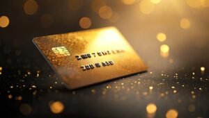 carta di credito oro elegante con sfondo dorato