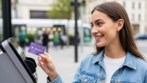 carta revolut in mano a cliente sorridente