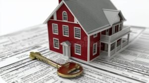 casa con chiavi immobiliari e documento ipotecario