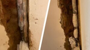 casa con tubatura danneggiata e riparazione