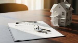 chiavi casa con contratto ipoteca su tavolo