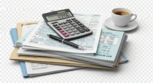 Come Ottenere e Interpretare l'Estratto Conto per il Mutuo 4 documenti finanziari accanto a calcolatrice e penna