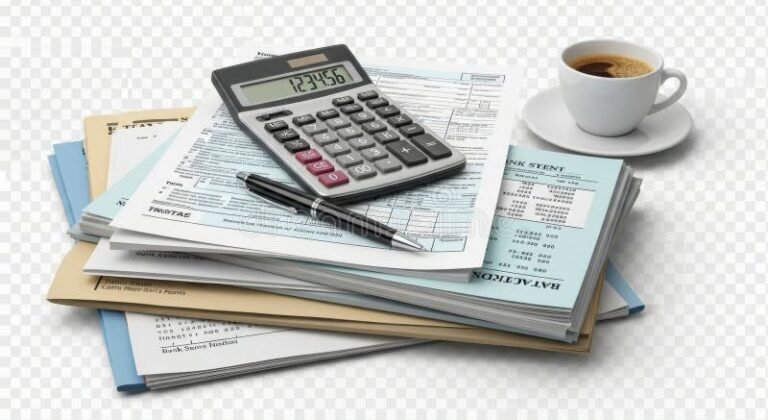 documenti finanziari accanto a calcolatrice e penna