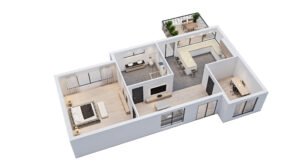 esperto immobiliare che valuta casa con planimetria