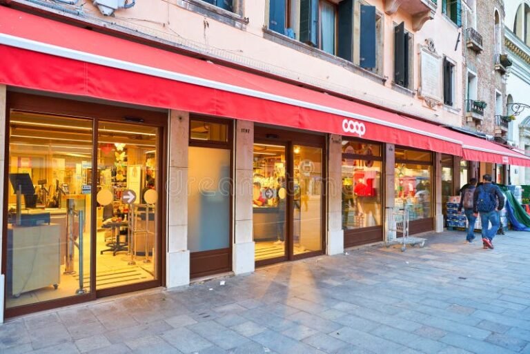 facade of coop supermarket in italian town