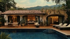 facciata elegante di villa immersa nel verde