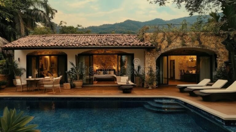 facciata elegante di villa immersa nel verde