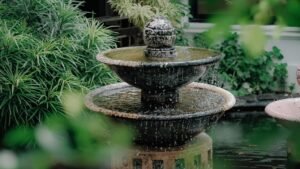 fontana da giardino in pietra elegante e naturale