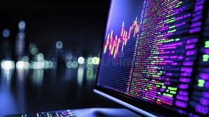 grafico linee finanziarie su schermo computer