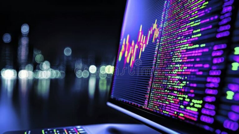 grafico linee finanziarie su schermo computer