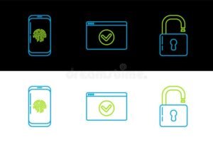 icona lucchetto con smartphone e impronta digitale