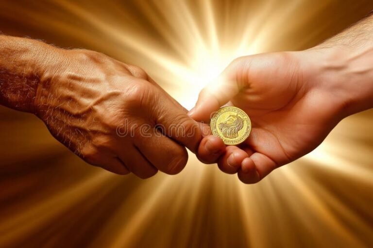 immagine di due mani che scambiano monete