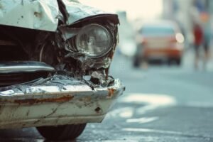 incidente stradale con veicoli danneggiati visibili