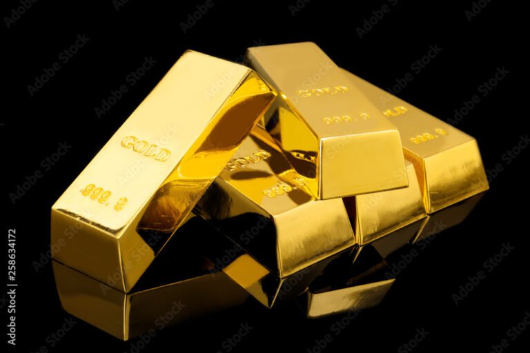 lingotti doro lucenti su sfondo nero