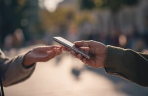 Come Recuperare Soldi Truffati Con Bonifico Istantaneo: È Possibile 33 mani che scambiano denaro tramite smartphone