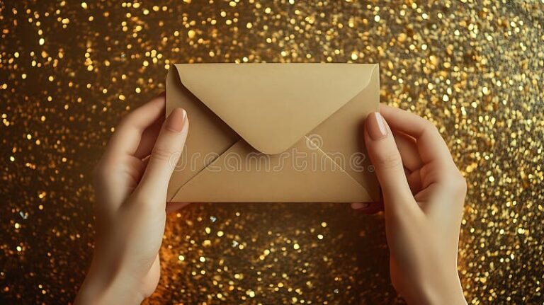 mano che consegna una busta regalo elegante