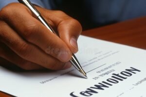 mano che firma documento notarile elegante