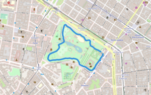 mappa colorata con percorso da zero a porta venezia