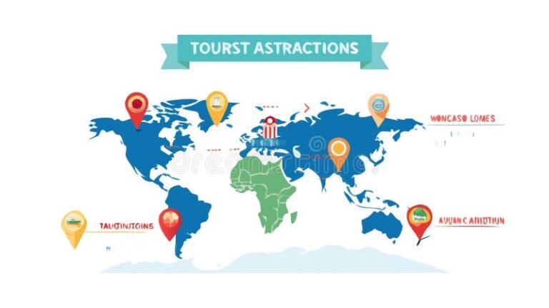 mappa colorata con punti turistici principali