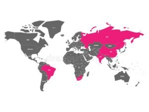 mappa del mondo con evidenziati paesi emergenti