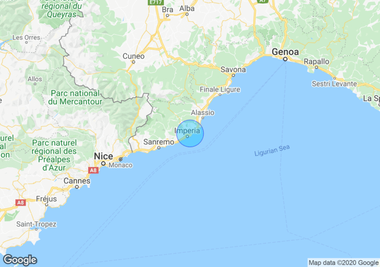 mappa di italia con percorso roma diano marina