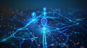 mappa digitale con icone di posizione gps