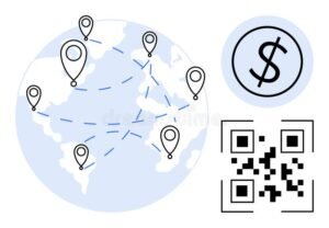 mappa globale con icone di codici bancari