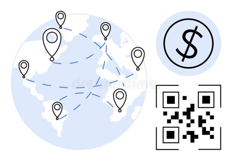 mappa globale con icone di codici bancari