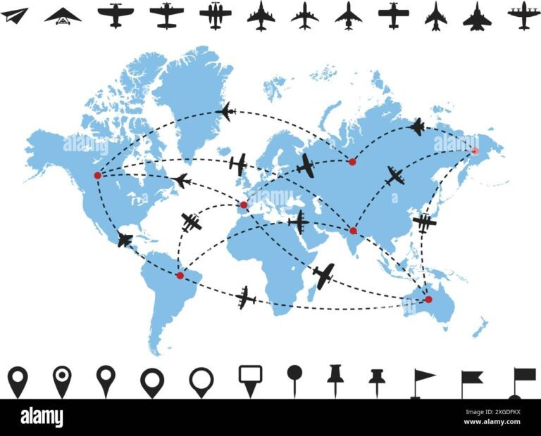 mappa radar aerea con rotte di volo