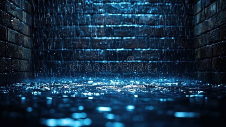 muro esterno con gocce di pioggia visibili