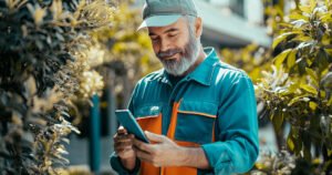 operatore assistenza stradale al telefono sorridente