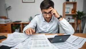 persona che calcola stipendio con calcolatrice