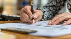 Come Ottenere Un Mutuo con Segnalazione CRIF Positiva o Negativa 37 persona che firma contratto mutuo con documenti finanziari