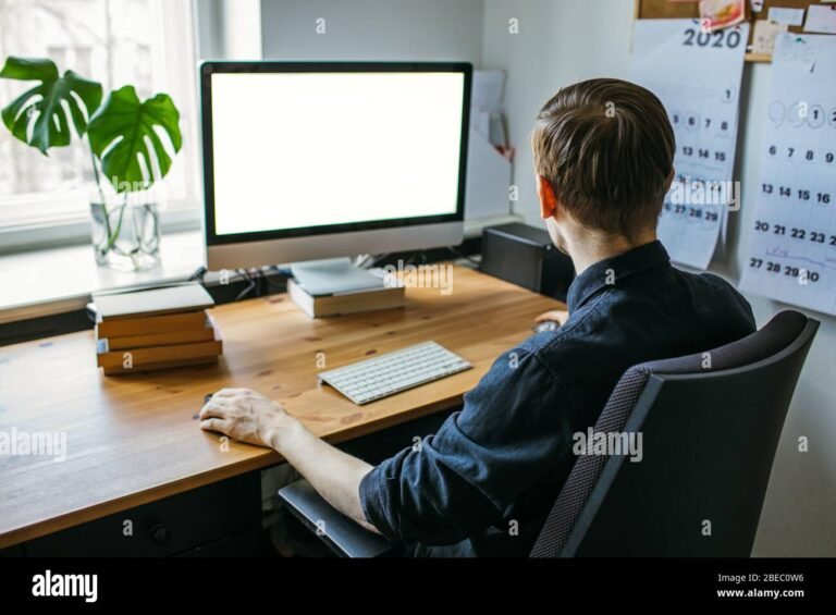 persona che lavora al computer da casa 2