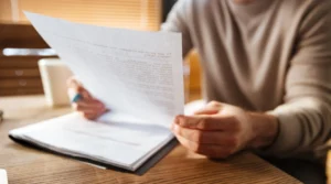 persona che legge un documento di privacy