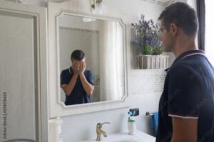 persona che riflette davanti a uno specchio
