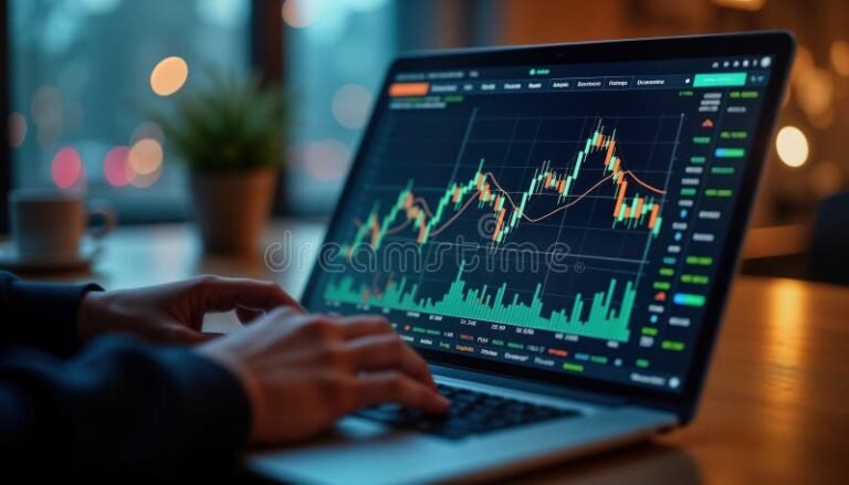 persona che studia grafici finanziari su laptop