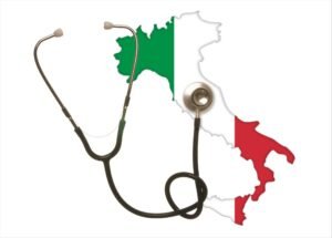 polizza assicurativa sanitaria con simboli medici italiani