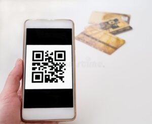 primo piano di un qr code su dispositivo
