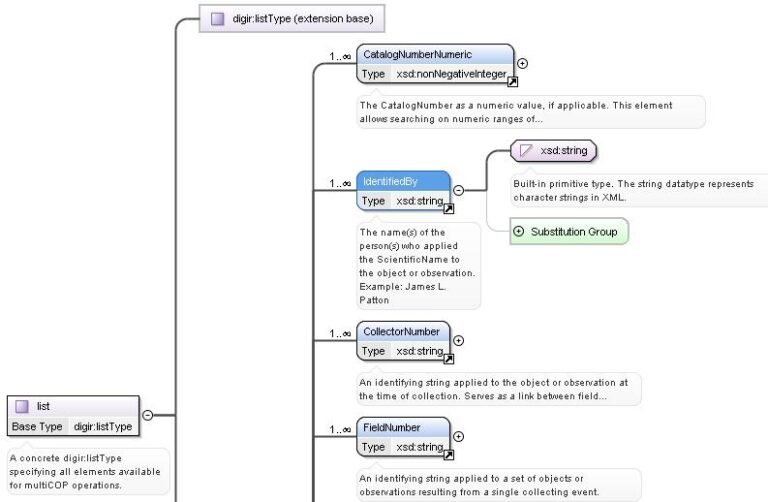 schema xml con simboli di codici e documenti