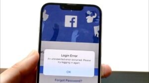 schermata errore login facebook su smartphone