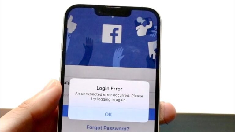 schermata errore login facebook su smartphone