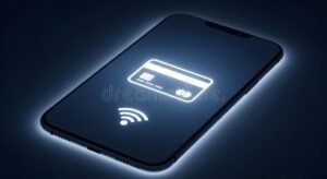 smartphone con icone di pagamento digitale illuminate