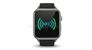 smartwatch moderno con icona nfc accesa