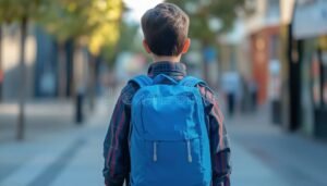 studente felice con zaino davanti a mappa